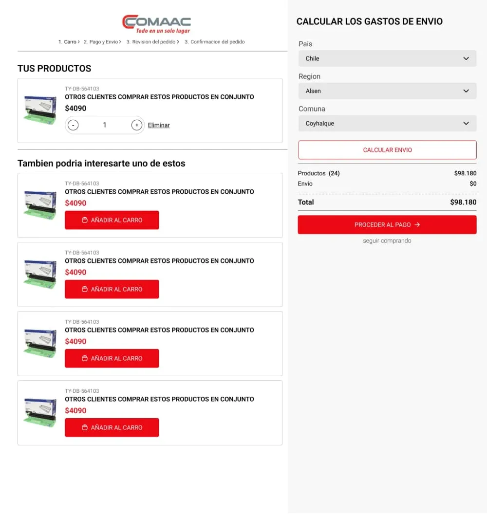 COMAAC Ecommerce screenshot 2
